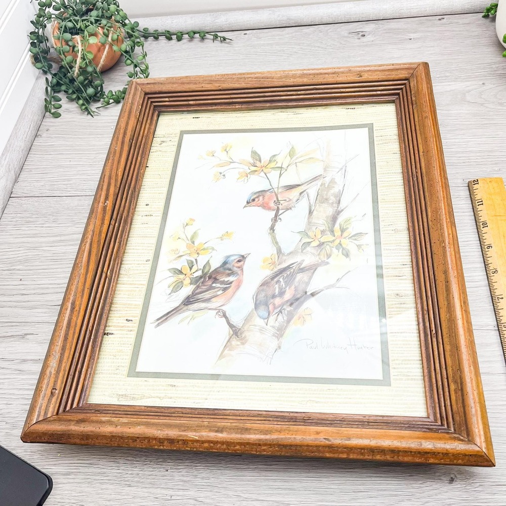 Vintage Bird Painting Print by Paul Whitney Hunter in Wooden Frame - Picture 2 of 8